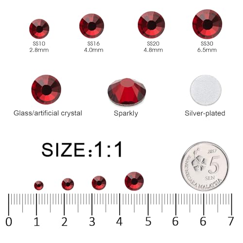 Image of Flatback Rhinestones Bulk, 14400PCS Siam Rhinestones for Clothes DIY Decoration Crafts, Siam, SS16, 3.8-4.0mm