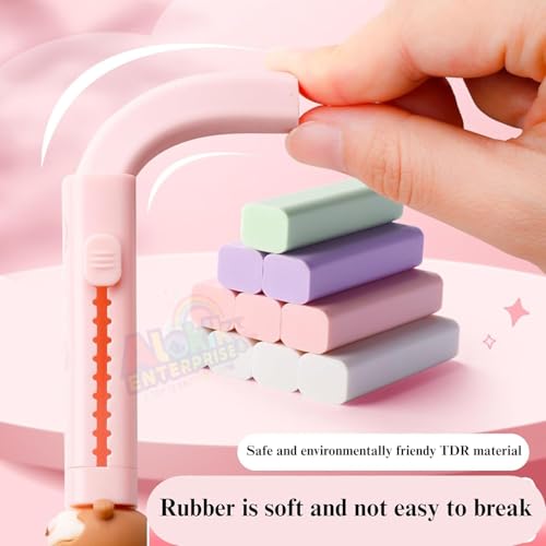 Image of Rabbit Pencil Box Set with Eraser, Lockable School Case | Cute rabbit pencil box with handle, lock design and push-pull eraser for organized school supplies.