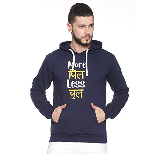 Image of CAHOOT Men Blue Hooded Regular Fit Casual Sweatshirt