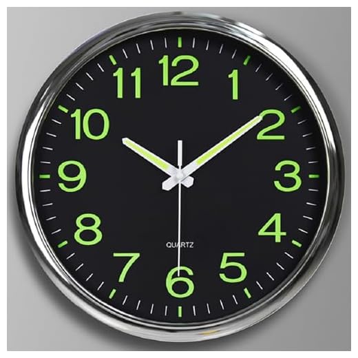 12 Inch Night Light Wall Clock, Silent Non-Ticking Quartz Wall Clocks, Large Luminous Function Numbers and Hands, Easy to Read Both Day and Night