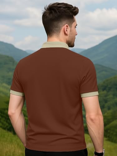 Image of LEOTUDE Men's Polo Neck Matty Half Sleeve Collor Solid Regular Fit Tshirts (Sky Blue)