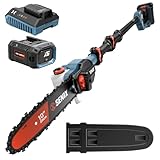 SENIX 10' Cordless Pole Saw, X6 60V Max 3.0Ah Battery Powered Pole Saw with 14ft Reach Carbon Fiber Telescoping Pole, 65.5ft/s Cutting Speed for Pruning and Trimming Branches(CSPX6-M)