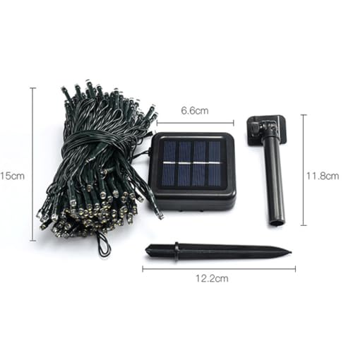 Luces solares LED para jardín 2 sets 10m 100 LEDs blanco miniatura 2