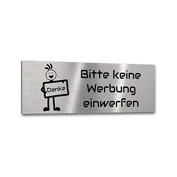 Briefkastenschild Bitte keine Werbung einwerfen aus V2a Edelstahl mit Motiv. Verschiedene Größen – Bild 3