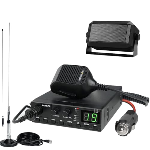 Image of Retevis MB2 CB Radio, Professional AM /FM 40 Channels CB Base Station, 5W Mini External Speaker, Cigarette Lighter and Magnetic Antenna, Squelch ASQ, VOX, Auto-Scan, Long Range CB Radios for Truckers