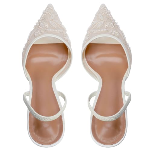 Image of Fashion Mesh Slingback Pumps Shoes for Women Ankle Strap Pointed Toe Pumps