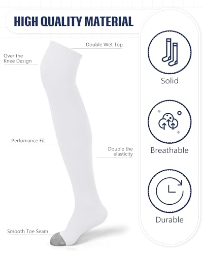Panitay 2 Pairs High Football Socks Sport Multiple Sizes over the Knee Baseball Socks Extra Long for Boys Girls Women Men2