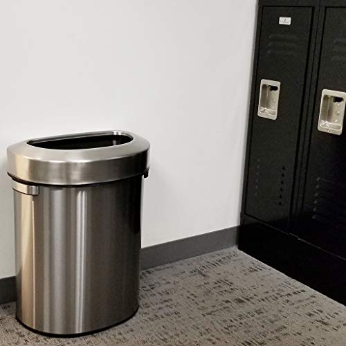 Image of iTouchless 18 Gallon Semi-Round Stainless Steel Open Top Trash Can and Recycle Bin, 68 Liter, Slim and Space-Saving Design for Home, Office, Kitchen, Restaurant, Restroom, Large Capacity