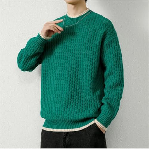 Dndrdhfb Men's O-Neck Sweater Solid Color Warm Sweater Business Casual Heart Neckline Pullover4