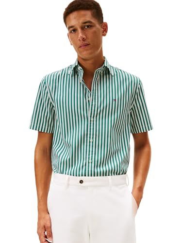 Image of Tommy Hilfiger Men's Short Sleeve Poplin Shirts in Regular Fit, Men's Button Down Shirts