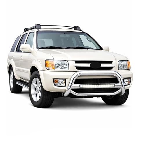 Image of Black Horse MAX Beacon Bull Bar No Skid Plate Stainless Steel Compatible with 1999-2003 Infiniti QX4|1999-2004 Nissan Pathfinder-MAB-NIB4201S