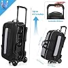 GOBUROS 3 Ball Roller Bowling Bag with Multi Accessory Pockets and Shoes Compartment, Fits 2 Pairs of Size 16 Shoes, 3 Ball Bowling Bags with Large Wheels and Retractable Handle Extends to 41.5