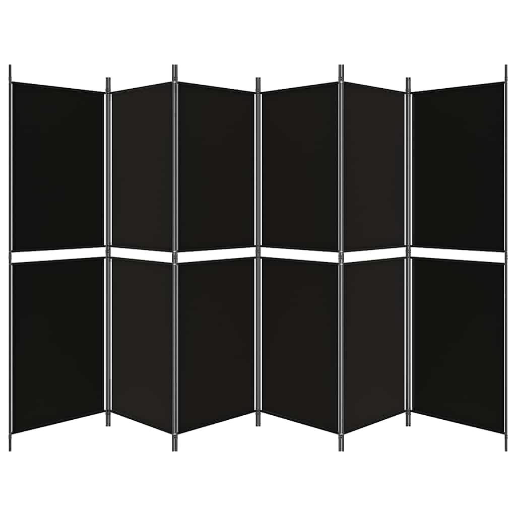 Parawan z 6 panelami 300 x 180 cm materiał czarny