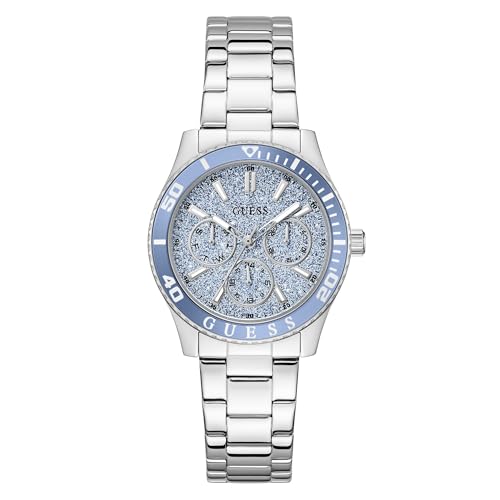 Guess Mariana GW1035L1 - Reloj de Pulsera analógico para Mujer, 36 mm, Acero Inoxidable, Cuarzo, Correa de Acero Inoxidable, Color Azul, con Fecha, manecillas Luminosas, 3 Bar