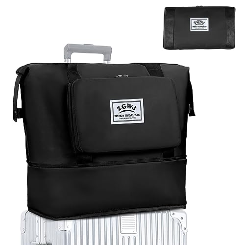ZGWJ Travel Tote Bags, Expandable Overnight Weekender Bag for Women Foldable Carry-On