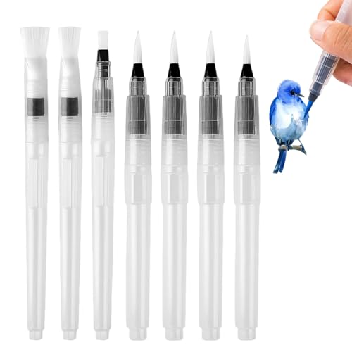 Pinceau Aquarelle Reserve d'eau, 7 pièces Pinceau Aquarelle avec Reservoir d'eau, Pinceau Reservoir Aquarelle, Watercolor Brush with Water Reservoir, Pinceau Reservoir,...