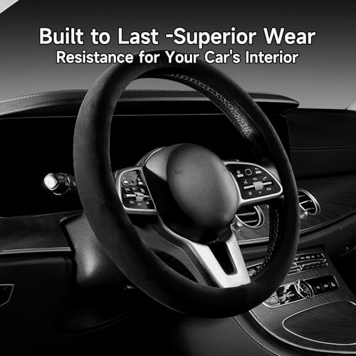 Image of Suede Wrap Self-Adhesive Black Suede Car Interior Wrap 17in x 70in Microfiber Felt Fabric for Dash Headliner Console - Stretchable, Heat-Resistant Car Console Fabric for Auto Interior Makeover