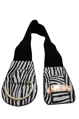 TrendyFashionJewelry Women Black White Zebra Belt - Hip High Waist Gold Metal Hook Buckle Safari S M4