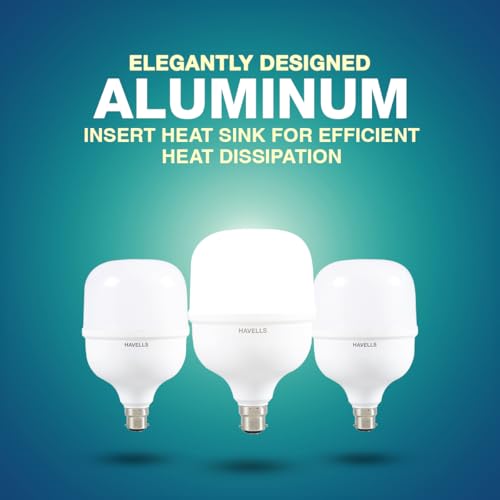 Image of Havells 40W High Wattage Led Bulb | High CRI & High Efficiency | Energy Efficient | Mercury-Free | 4KV Surge Protection | 100 Lumens Per Watt |Cool Day Light (6500K) B22D (Pack Of 4)