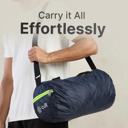 Image of Cult 20 Litre Gym /Duffle Bag for Men & Women - Water Resistant Travel Bag with Spacious Main Compartment, Side Mesh Pocket, Adjustable Shoulder Strap & Durable Zippers - Lightweight Sports Bag - Neon