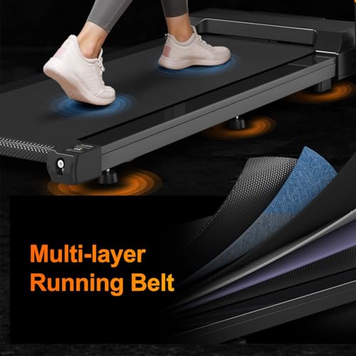 Image of Foldable Treadmill with Incline, Treadmills for Home with Handlebars, Quiet Brushless Small Space Portable Running Walking Machine with Bluetooth APP & Pulse Monitor