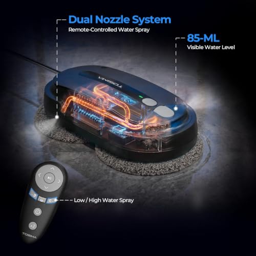 Image of Tosima X1 Window Cleaning Robot - Dual-Nozzle Ultrasonic Water Atomization, 85 ml Visible Water Tank, Automatic Window Cleaner for Large & Small Windows