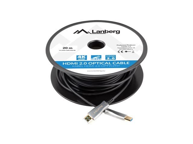 LANBERG HDMI V2.0 M/M Cable 20 m Optical AOC Black, Multi-Coloured