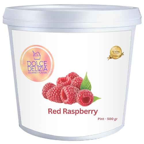 Red Raspberry Puree Flavoring for Gelato, Rolled Ice Cream, and Ice Cream. (500 g, 1.1 lbs). Made with Natural Red Raspberries.