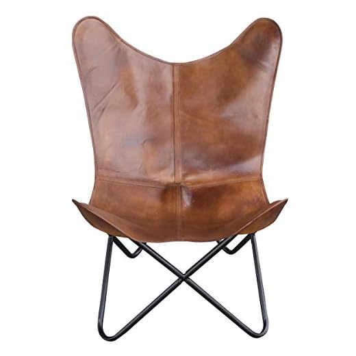 Amerihome Leather Butterfly Chair in (1, Natural Tan)