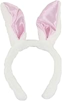 Vista 4 de NOVELTY GIANT WWW.NOVELTYGIANT.COM Diadema de orejas de conejo blanco y rosa con cola esponjosa blanca