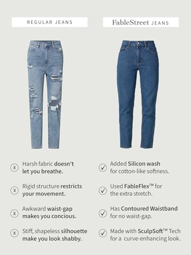 Image of FableStreet Women's Mid Waist Jeans |Wide Leg Jean - Perfect for Travel, Party & Everyday Use