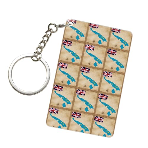 DUWAA Porte-clés Tuvalu avec drapeau imprimé carte avec îles - Cadeau pour amis - Porte-clés double face avec anneau fendu pour la famille et les amis