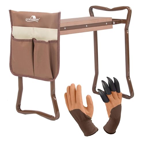 LUCKYERMORE Garden Kneeler and Seat Folding Kneeling Bench Stool with