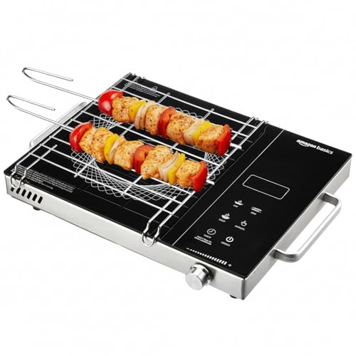 Amazon Basics 2200W Infrared Cooktop | 4 Pre-Set Cooking Menus | LED Digital Display | Touch Panel I Energy Efficient, Auto Cut-off & 4KV Surge Protection I Smart Pan Sensor I Black