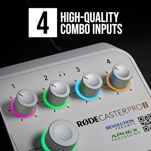 Image of RODE RODECaster Pro II All-in-One Production Solution for Podcasting, Streaming, Music Production and Content Creation (White)