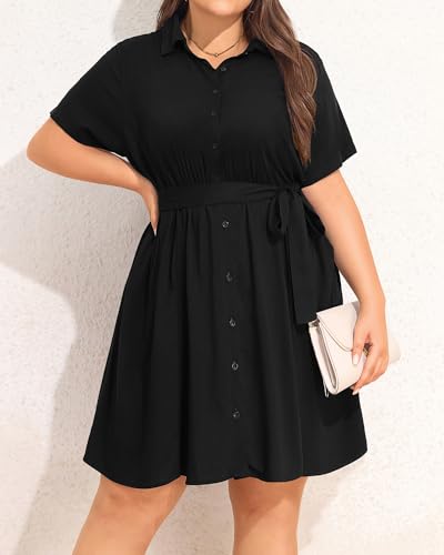 Image of Talisea Plus Size Summer Shirt Dress with Pockets for Women