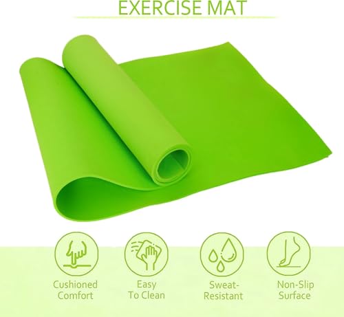 Image of Yoga Mat for Women & Men | High Density TPE Yoga Mat with 6mm Cushion | Non-Toxic, Sweat-Resistant & Double Sided Anti-Slip Exercise Mat | Lightweight & Portable with Carry Bag (Green)