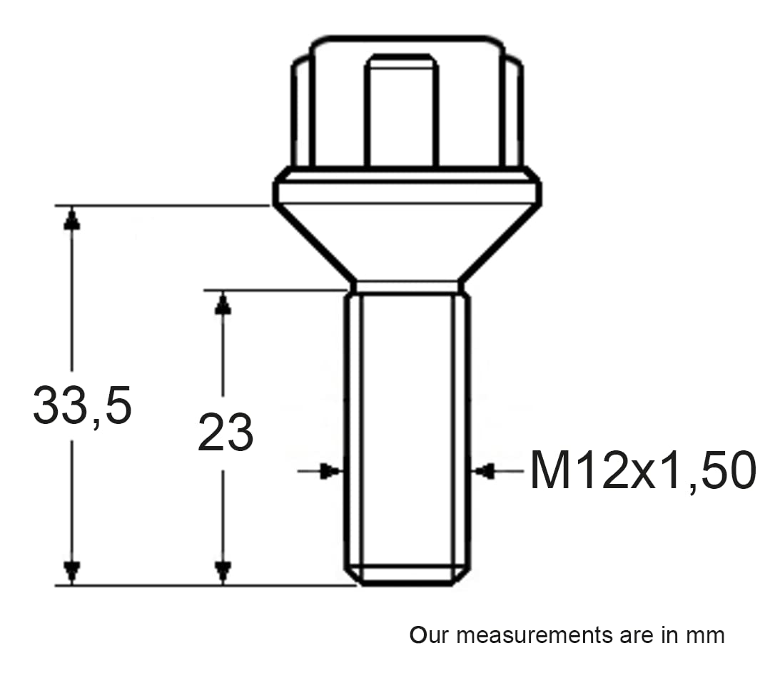 Restagraf - Zestaw 4 śrub antykradzieżowych do kół - Stożkowe gniazdo - Blokada felg Stal & Alu - M12-1.50 X 23 mm - Nr ref. 188603