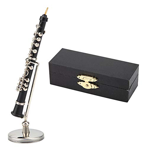 Natudeco Mini Oboe Modell Musikinstrument Miniatur Dekoration, Oboe-Replik Ornamente mit Aufbewahrungsbox Für Schreibtisch Nachttisch Musiker-Schreibtisch-Dekor