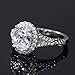 Psiroy 925 Sterling Silver Plated Oval Shaped Cubic Zirconia CZ Halo Engagement Wedding Ring for Women Size 6