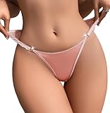 Nolrahiur Women Satin Lace Panties Silk G-String Sexy Underwear Soft G-String Thongs Cheeky Lingerie Bikini Brief Pink M