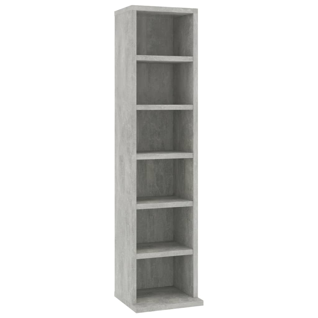 Porta CD a Colonna, Mobile Porta CD Grigio Cemento 21x20x88 cm in Legno Multistrato (7,72KG)