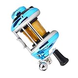 Fishing Reel, Ice Fishing Wheel Fishing Tackle Drum?Type Wheel Horizontal with Line Lure Reel Red and Blue(Blue)