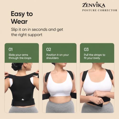 Image of Posture Corrector Belt for Men & Women (M-L (30 inch -34 inch)) | Back Support Belt for Back Pain Relief Adjustable Shoulder Support for Office, Work, Driving & Daily Wear