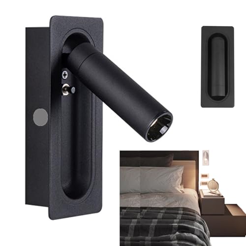 Foco de lectura de aluminio junto a la cama con rotación de 350 grados
