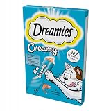 Dreamies Przysmaki dla kota Creamy przekąski z łososiem – pyszny kremowy smak – 20 porcjowanych woreczków (5 x 4 x 10 g)