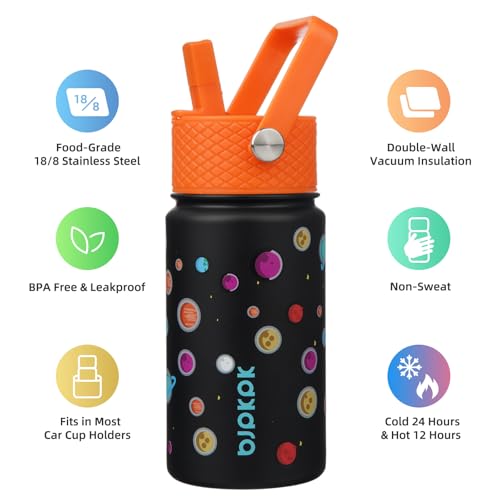 Image of BJPKPK Insulated Water Bottle, 15oz Stainless Steel with Straw Lid