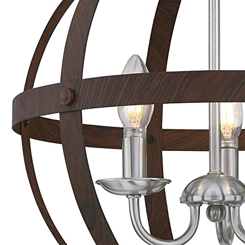 Image of Westinghouse 6116000 Stella Mira Three-Light Pendant, Walnut and Brushed Nickel