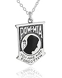 FashionJunkie4Life Sterling Silver POW-MIA You are Not Forgotten Military Pendant Necklace, 18'