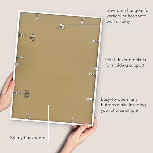 Americanflat 17x22 Picture Frame with Polished Plexiglass - Streamline Collection - Thin Border Picture Frame for Wall Display - Hanging Hardware Included - White